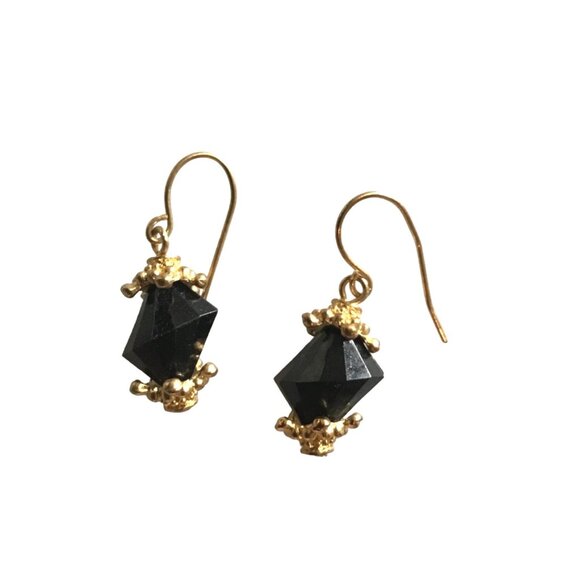 BEAUTIFUL WOMENS BLACK TONE STONE DANGLE EARRINGS - Picture 2 of 3